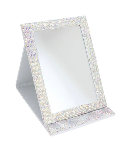 Rhinestone Foldable Travel Mirror (Silver Bling)
